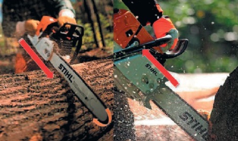 Работа с бензиномоторной пилой